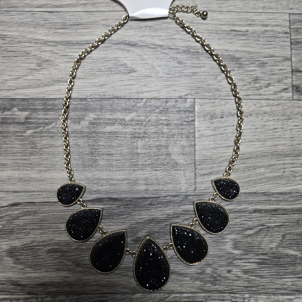 NWT Black Crystal Style Statement Necklace
